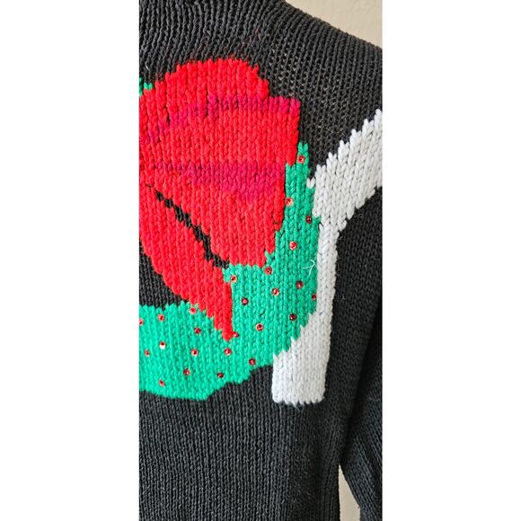 ONE OF A KIND Handmade Christmas Turtleneck Sweater Front Back Snowman Sm Med - Picture 7 of 8